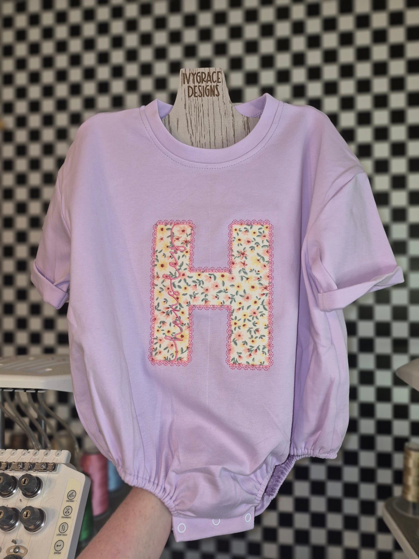 Lace OR varsity letter name applique BUBBLE - read description