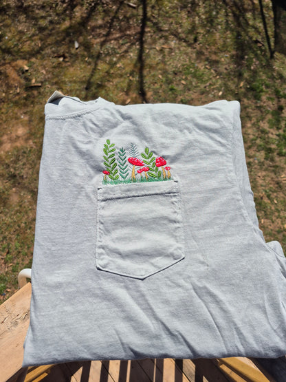 Cc pocket tee mushroom embroidery (bay color tee)