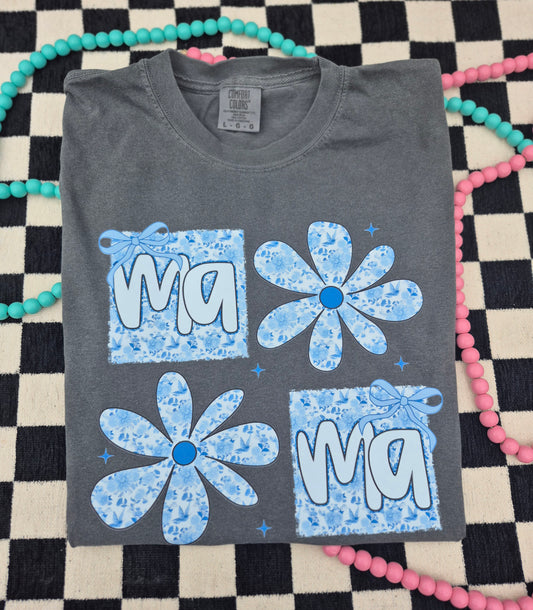 Mama blue floral comfort color tee