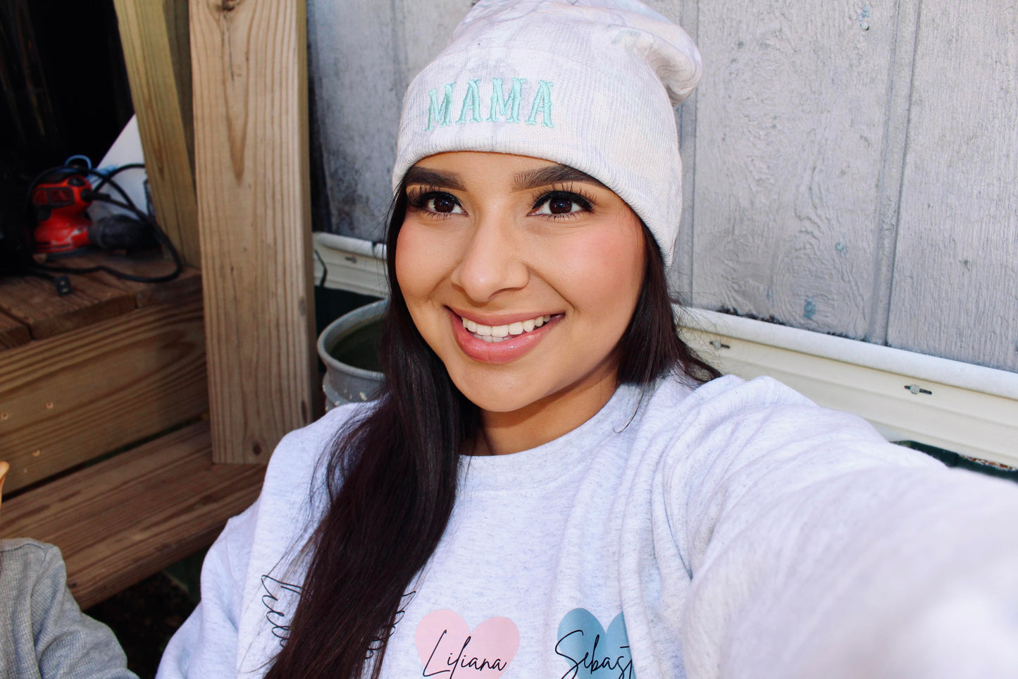 Mama white wash camo beanies- any thread color