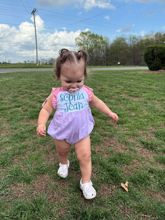 Ruffle bubble rompers - personalized