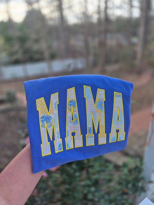 MAMA floral applique- cc tees & gildan crews