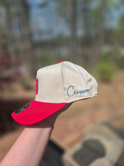 Puff number + name on side structured hat