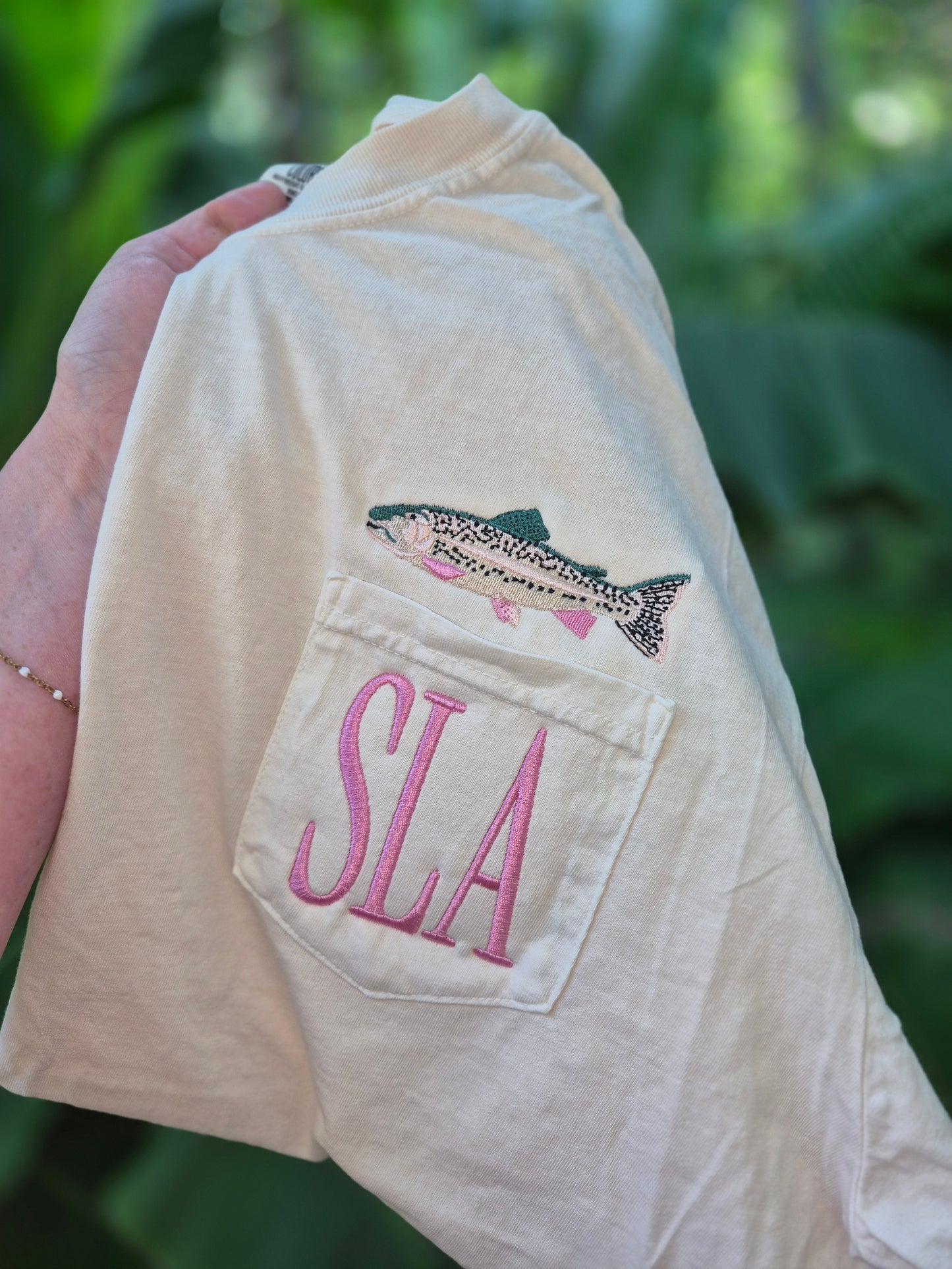 Fish monogram pocket tee - read description