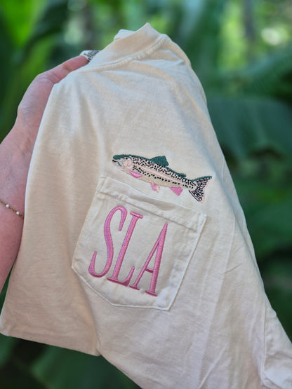 Fish monogram pocket tee - read description