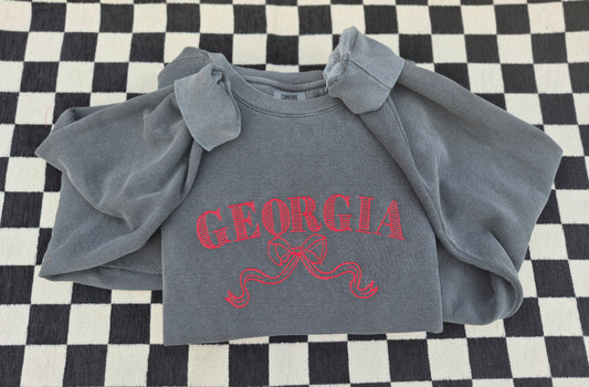 State / name embroidery bow