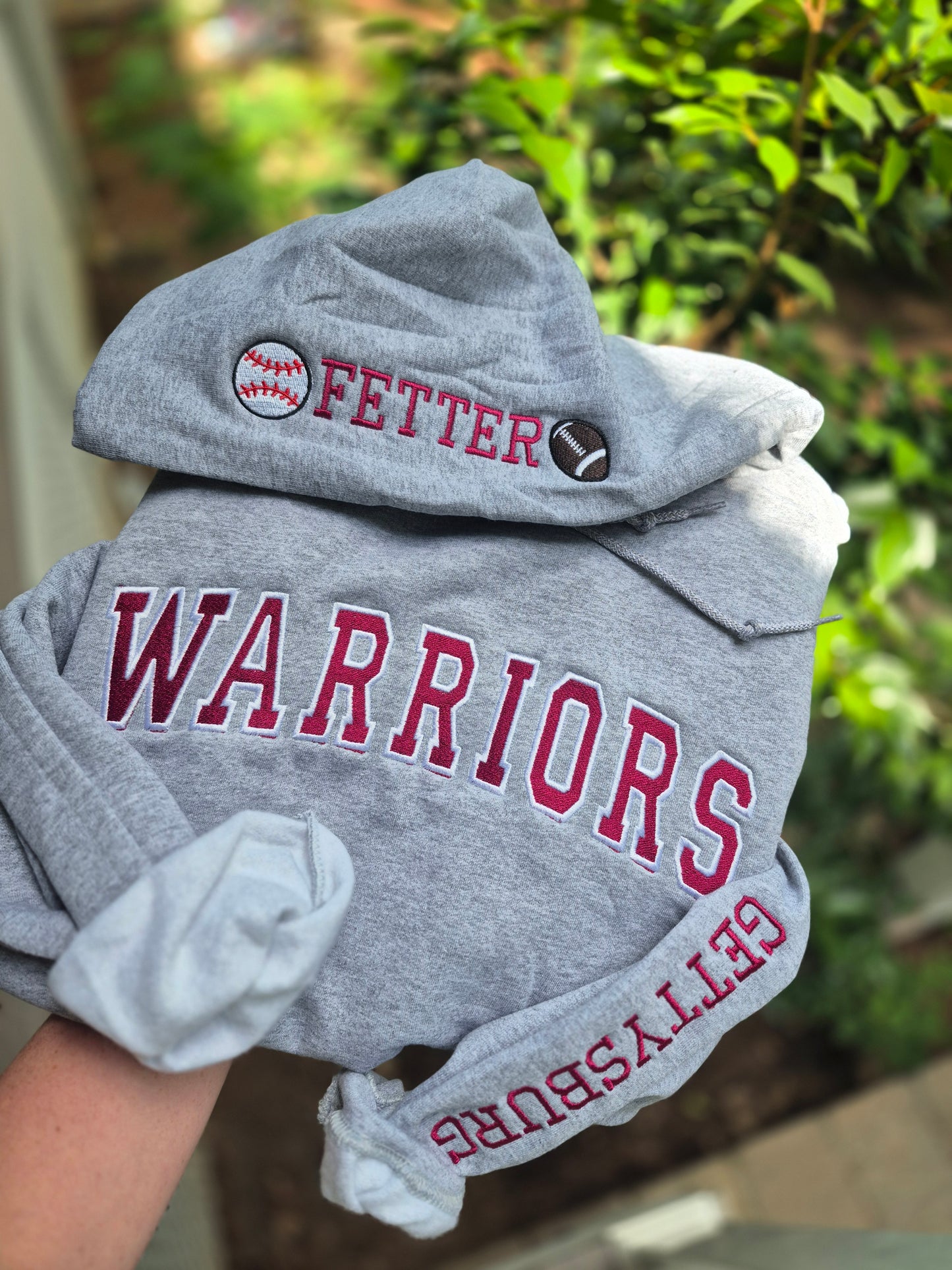 Sports hoodie + hood & sleeve embroidery