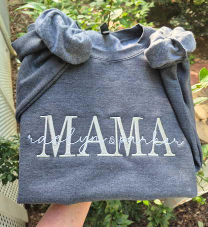 Personalized mama/nana/etc, crew (2 name MAX across) Please read the description