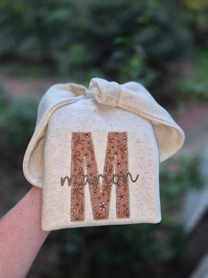 Fall bow name applique sweatshirts - toddler