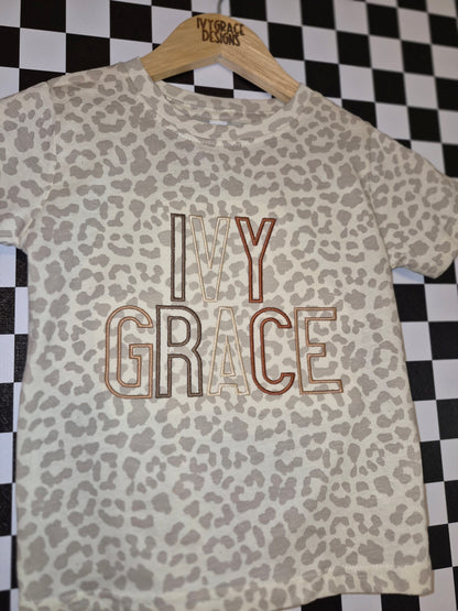 Toddler name tees - leopard & camo