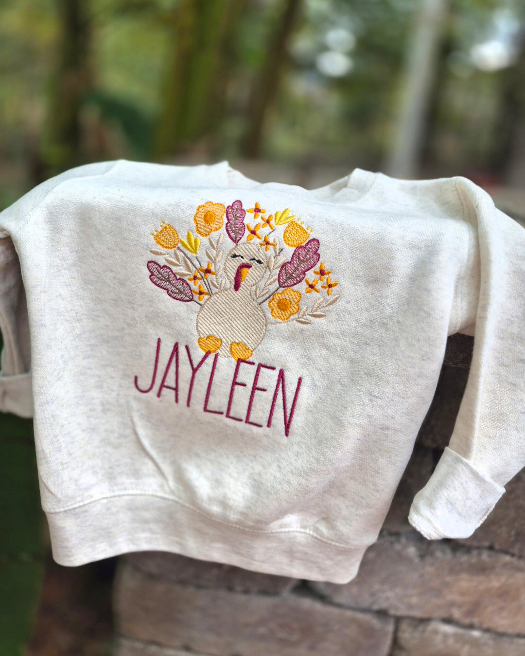 Fall floral turkey + name - toddler crew