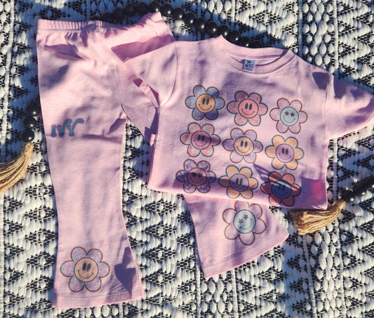 Smiley flowers lounge set (pink) name or no name