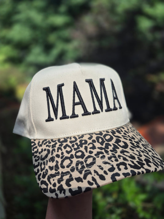MAMA puff leopard bill hat