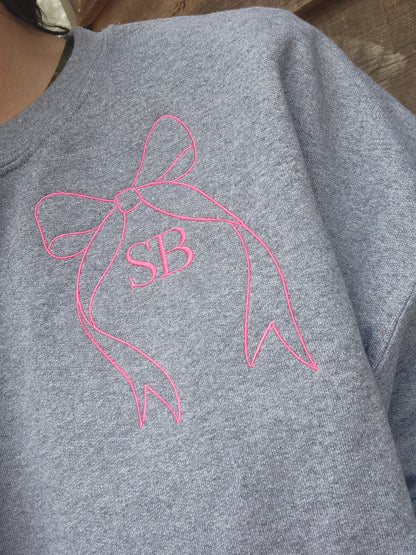 Bow initial embroidery crews(adults)
