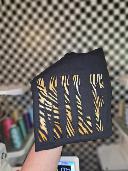 MILF comfort color tee - zebra print applique