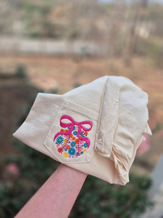 Floral baseball/softball ~ pocket comfort color tee