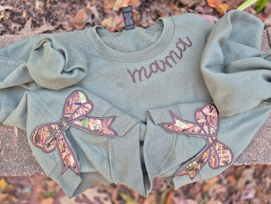 Adult side bow crew - neckline title or circle monogram (read description