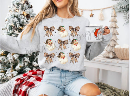 Leopard Santa bow sweatshirt