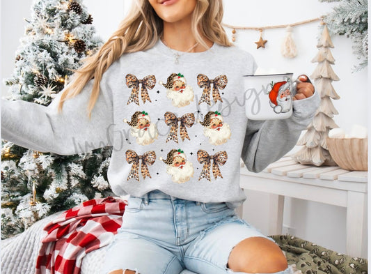Leopard Santa bow sweatshirt
