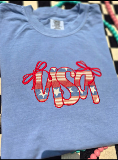 Applique USA ❤️🤍💙 cc tees & gildan crews