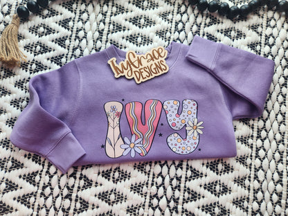Boho groovy toddler name crewneck