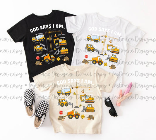 God says i am - dump trucks ( infant, toddler & youth)