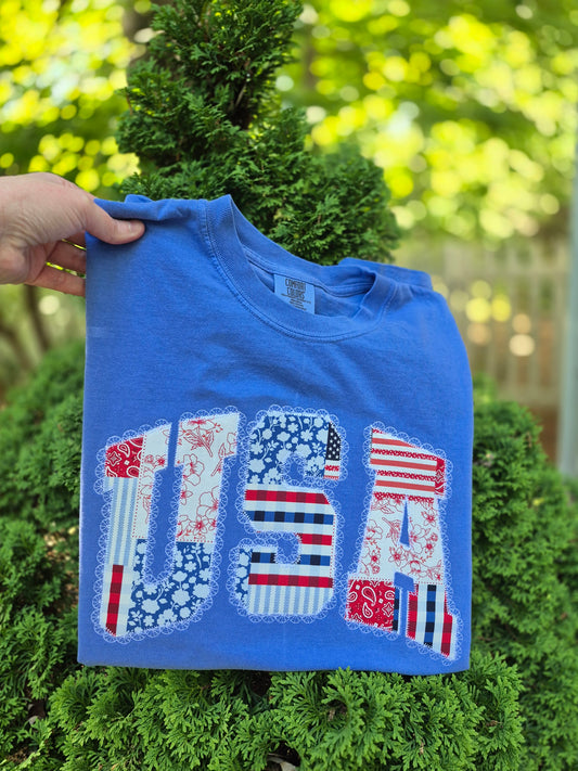 USA faux lace - cc tee & gildan crew
