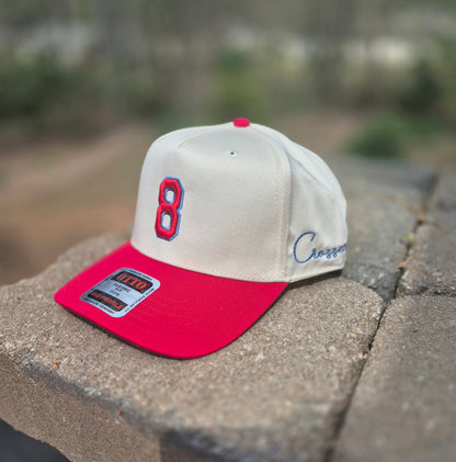 Puff number + name on side structured hat
