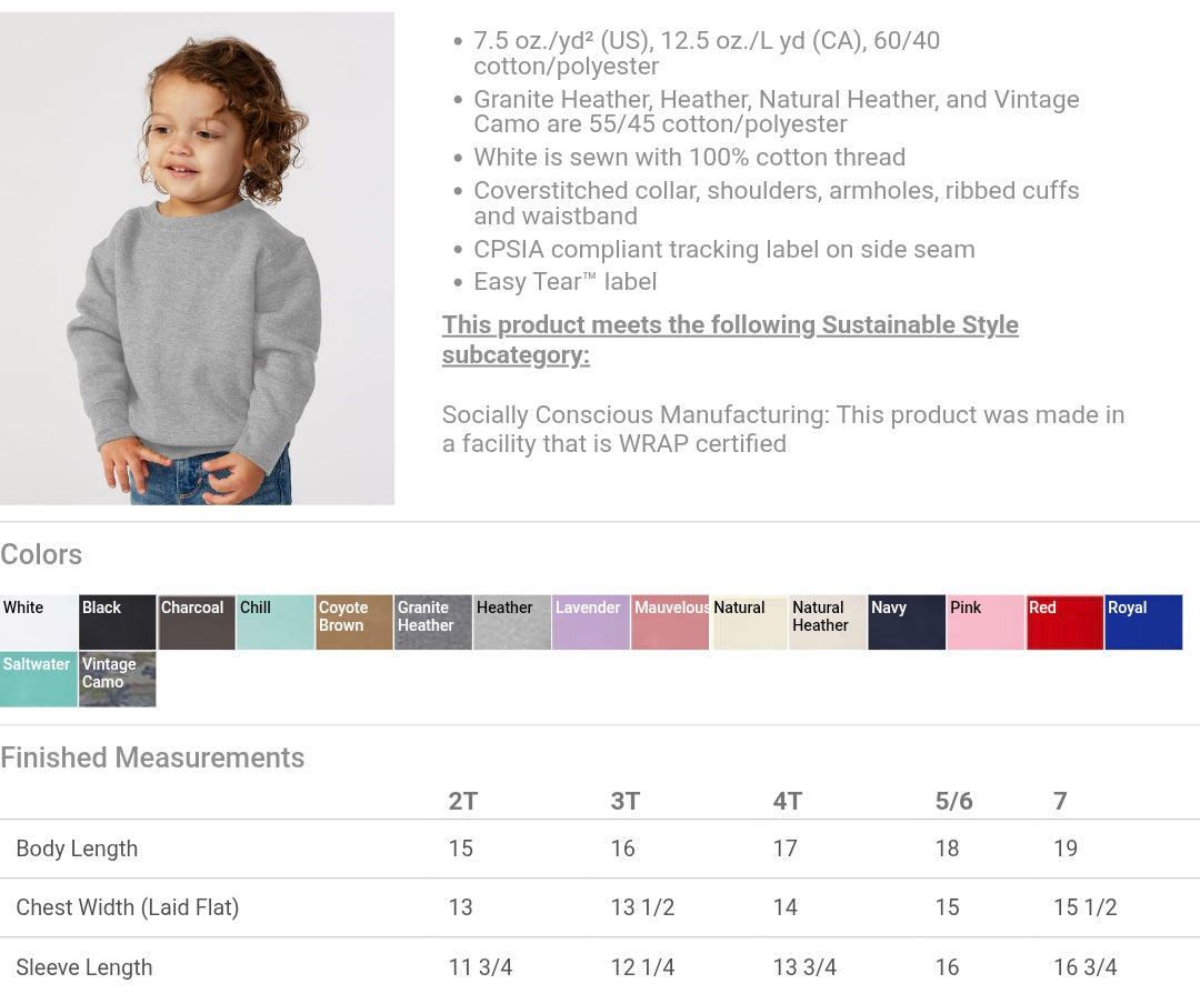 Bow initial embroidery crews(toddler)