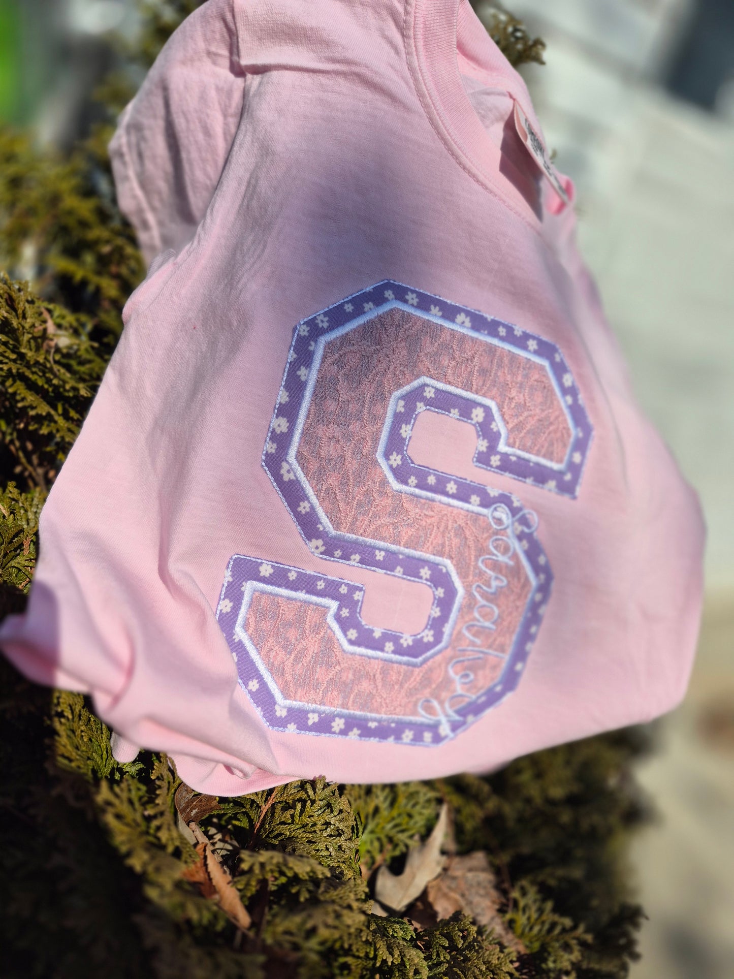Varsity letter applique tee- toddler / youth - read description