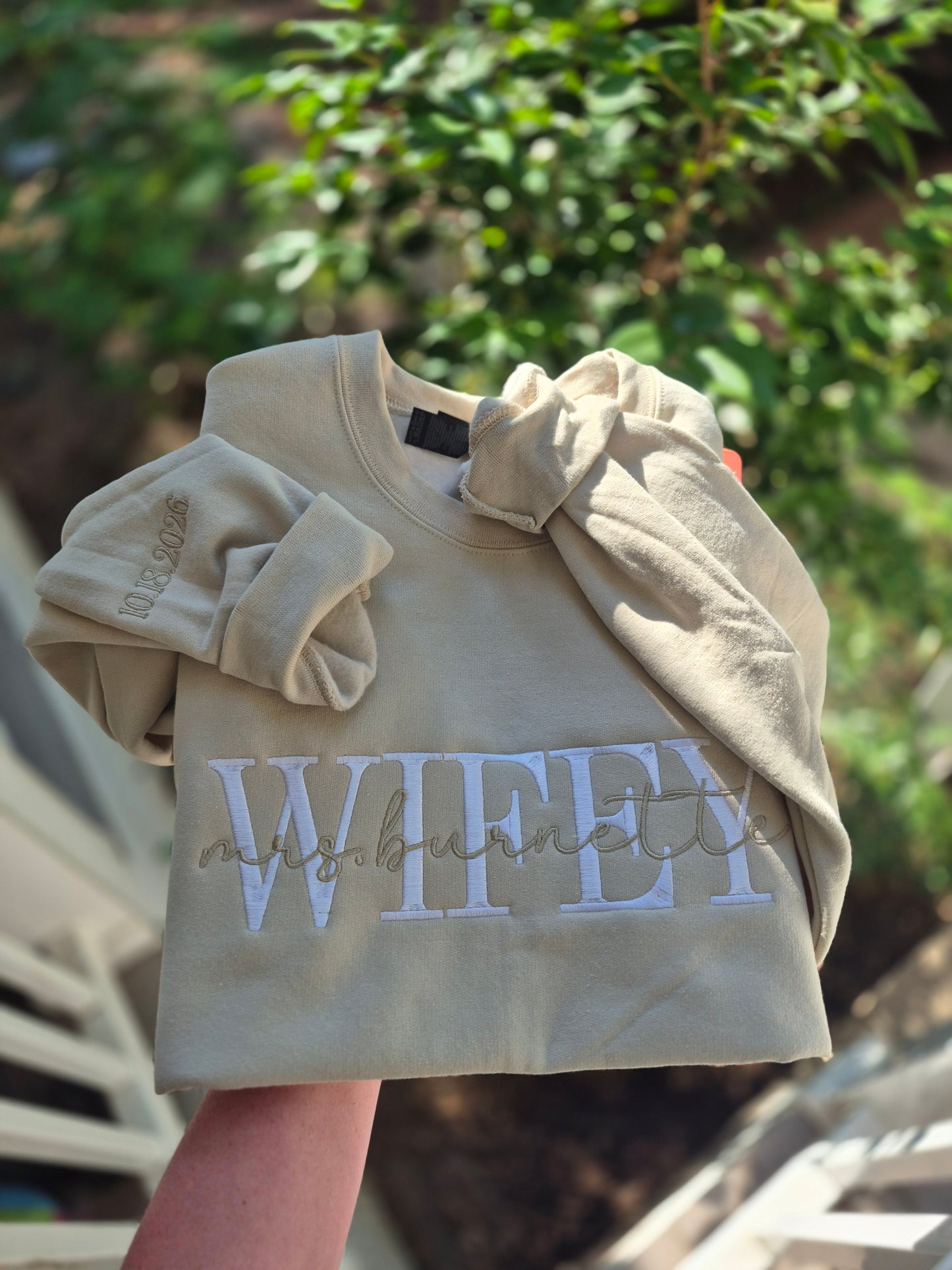 Wifey + name - with sleeve date included