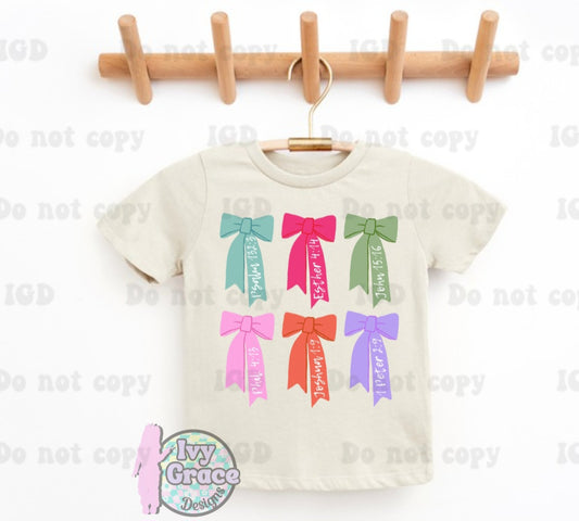 Colorful Bible verse bows ( infant, toddler & youth)